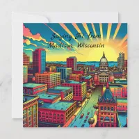 Madison, Wisconsin City Skyline at Sunset Card