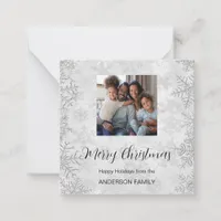 Christmas silver winter snow photo modern note card