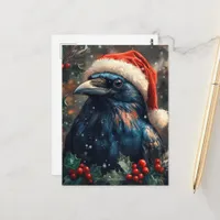 The Cute Christmas Raven Postcard