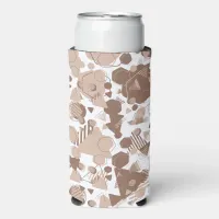 Hexagon & Triangle Pink & Brown on White Pattern  Seltzer Can Cooler