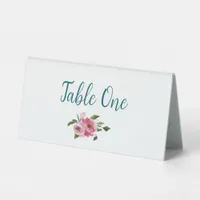 Bright Pink Floral Wedding Table Number Table Tent Sign