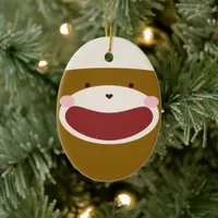 Sock Monkey Boy Christmas Tree  Ceramic Ornament