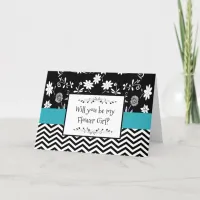 Will you be my Flower Girl Blue and Black Card