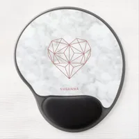 Trendy Faux Rose Gold Geometric Heart Marble Style Gel Mouse Pad