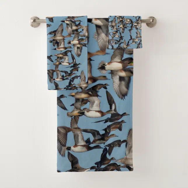 Stunning Winter Ducks in Flight Bath Towel Set