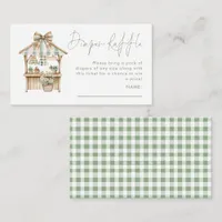 Sage Gingham Market Diaper Raffle Baby Shower  Enclosure Card