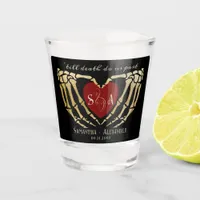 Gothic Black Wedding Skeleton Hands Till Death Shot Glass