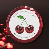 Custom Round Cherries Disco Ball Valentine's Day  Holiday Card