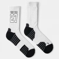 Sports Team White Name Number Basketball Socks