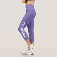 Personalized Name Custom Purple Capri Leggings