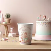 Rainbow Fairy Girl Magic Teapot Birthday Paper Cups