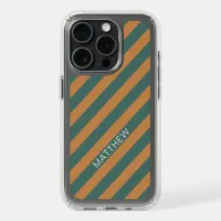 Retro Yellow Green Stripes Personalized iPhone 15 Pro Case