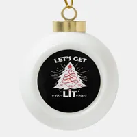 Let's Get Lit - White Essential Ceramic Ball Christmas Ornament