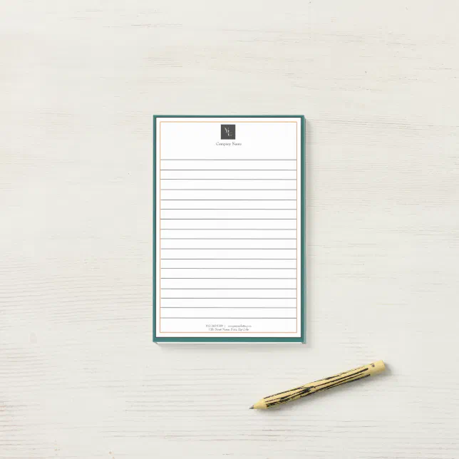 Modern Green White Gold with Business Logo Post-it Notes