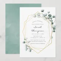 Watercolor Eucalyptus Geometric Bridal Shower Invitation