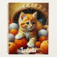 Cute Orange and White Kitten  Playing in Yarn Planner