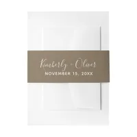 Rustic Brown Simple Calligraphy Wedding Invitation Belly Band