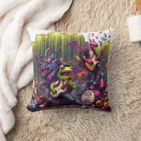 Rock Performance With Fantasy Creatures Throw Pillow