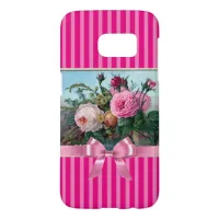 Elegant Pink Roses and Bow Phone Case