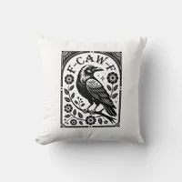 Crow, F-Caw-F Funny Bird Aesthetic Graphic Throw Pillow