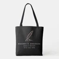 Notary Public Signing Agent Rose Gold Foil Quill Tote Bag