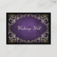 Rustic Regal Ornamental Purple And Gold Wedding Enclosure Card