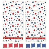 Christian America Patriotic Red White Blue Stars Cornhole Set