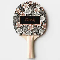 Japanese black and red floral pattern ping pong paddle