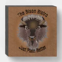 Rustic Western Plains Bison Wooden Box Sign