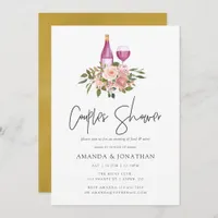 Floral Blush and Gold Wine Tasting Couples Shower Invitation