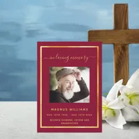 Celebration life funeral burgundy photo program