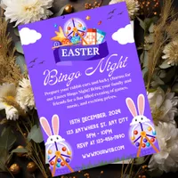 Purple Illustrated Easter Bingo Night Invitation