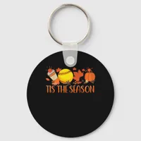 Tis Season Pumpkin Spice Latte Halloween Fall Coff Keychain