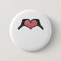 Skeleton Hand Heart Sign Valentines Day Classic Button
