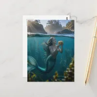 Mermaid With a Cheeseburger Postcard