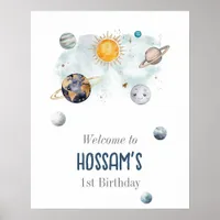 Outer Space Birthday Galaxy Sun Moon Stars Planets Poster