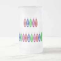 Colorful Merry Christmas Ornament Font Frosted Glass Beer Mug