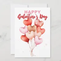 Cute Red Pink Heart Balloons Galentine's Day  Card