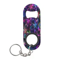 Futuristic Neon Flower Floral Display Keychain Bottle Opener