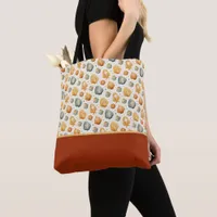 Kawaii Shells Yellow and Blue Floral Color Block Tote Bag