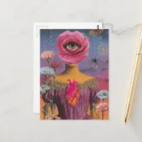 Surreal Flower Lady collage Postcard
