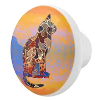 Abstract Collage Clarice the Cat ID103 Ceramic Knob