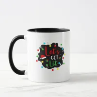 Let's Get Lit Christmas Drinking Lights Santa Esse Mug