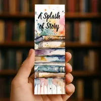 Watercolor Book Stack Story Splash Artful Reader  Bookmarks