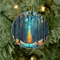 Iridescent Holiday Dream 🎄 Glowing Christmas Tree Ceramic Ornament