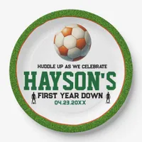 Soccer First Year Down 1st Birthday Party Paper Plates