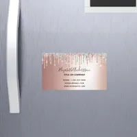 Rose gold silver glitter metallic elegant modern business card magnet