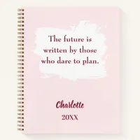 Blush pink inspirational quote writing notebook