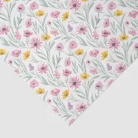 Spring Summer Yellow Pink Purple Floral Watercolor Tissue Paper