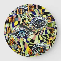 Mysterious Captivating All Seeing Eye Watercolor Large Clock